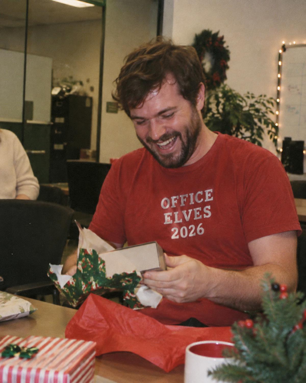 Office xmas crew photo for a christmas party