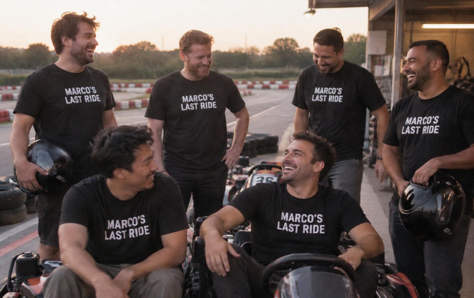 Marco's last ride group photo for a stag do
