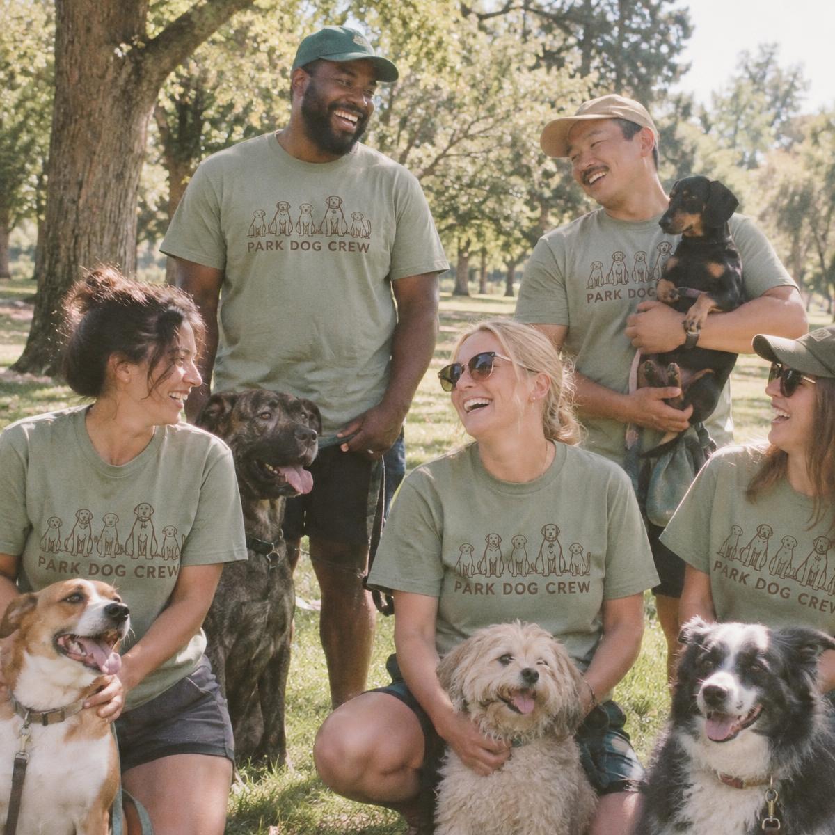 Dog crew crew in matching Park dog crew merch