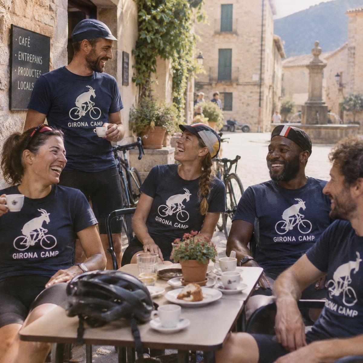 Cycling club crew in matching Girona camp merch