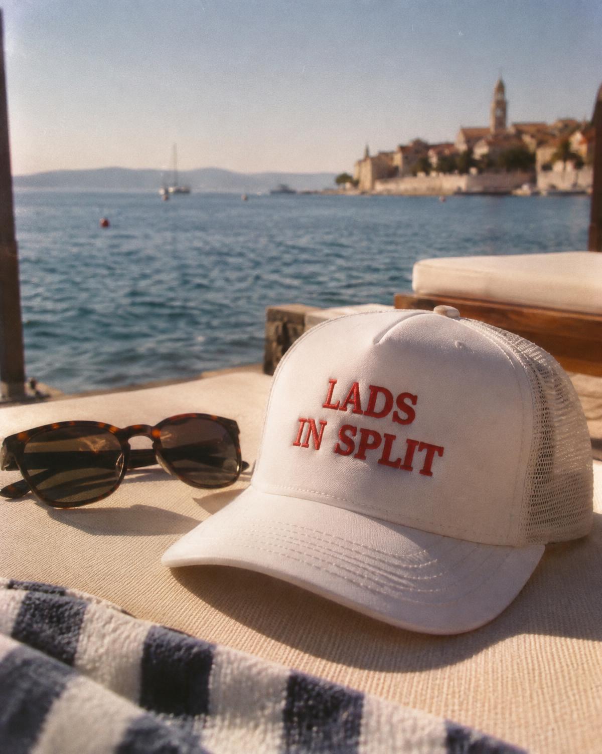 Lads in Split merch piece for a lads holiday