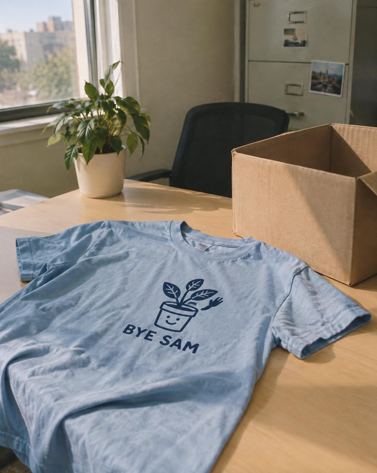 Bye Sam merch piece for a leaving do