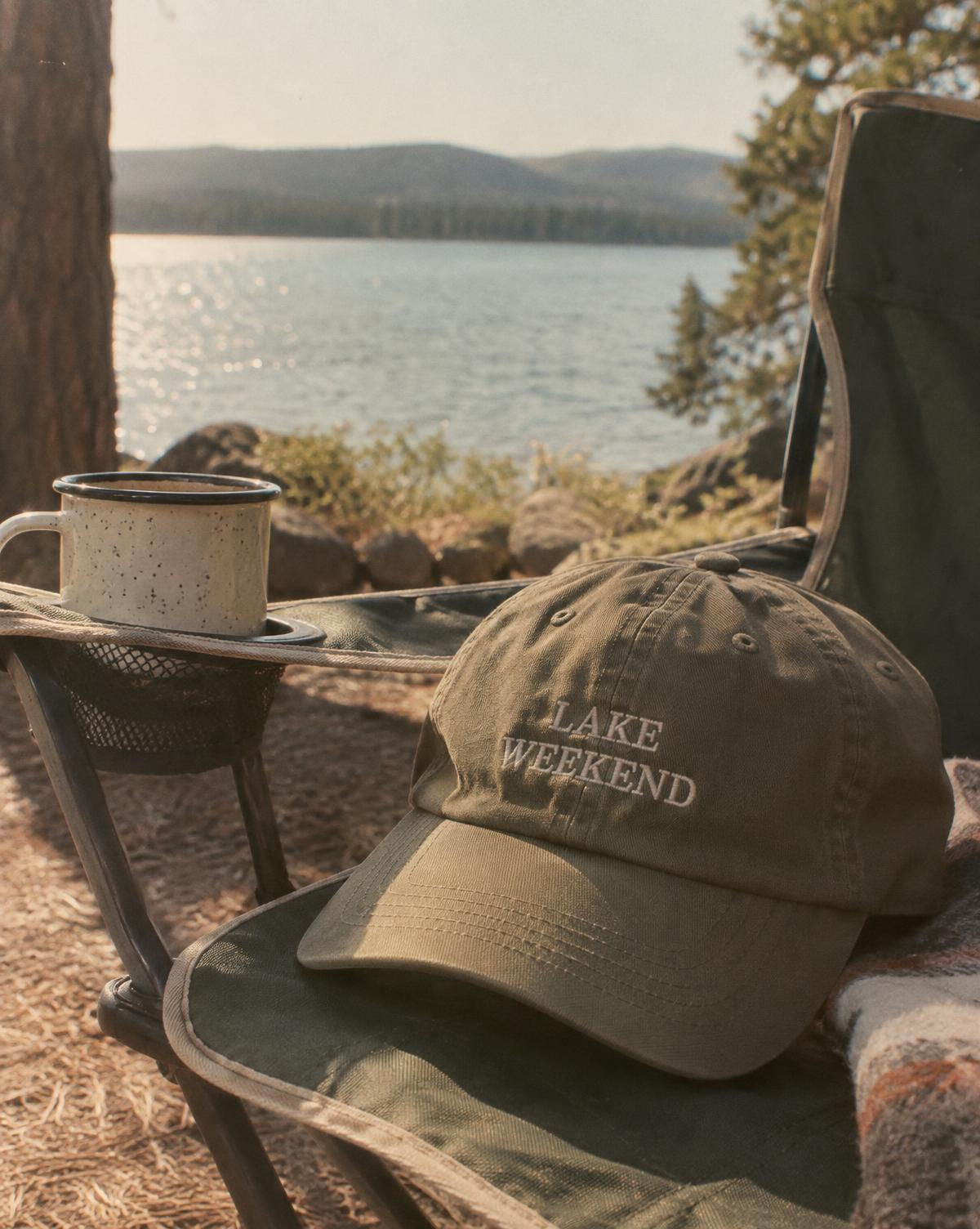 Lake weekend merch piece for a camping trip